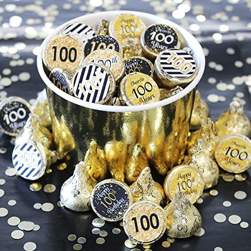 Black And Gold 100Th Birthday Party Favor Stickers - 180 Labels #TOP1