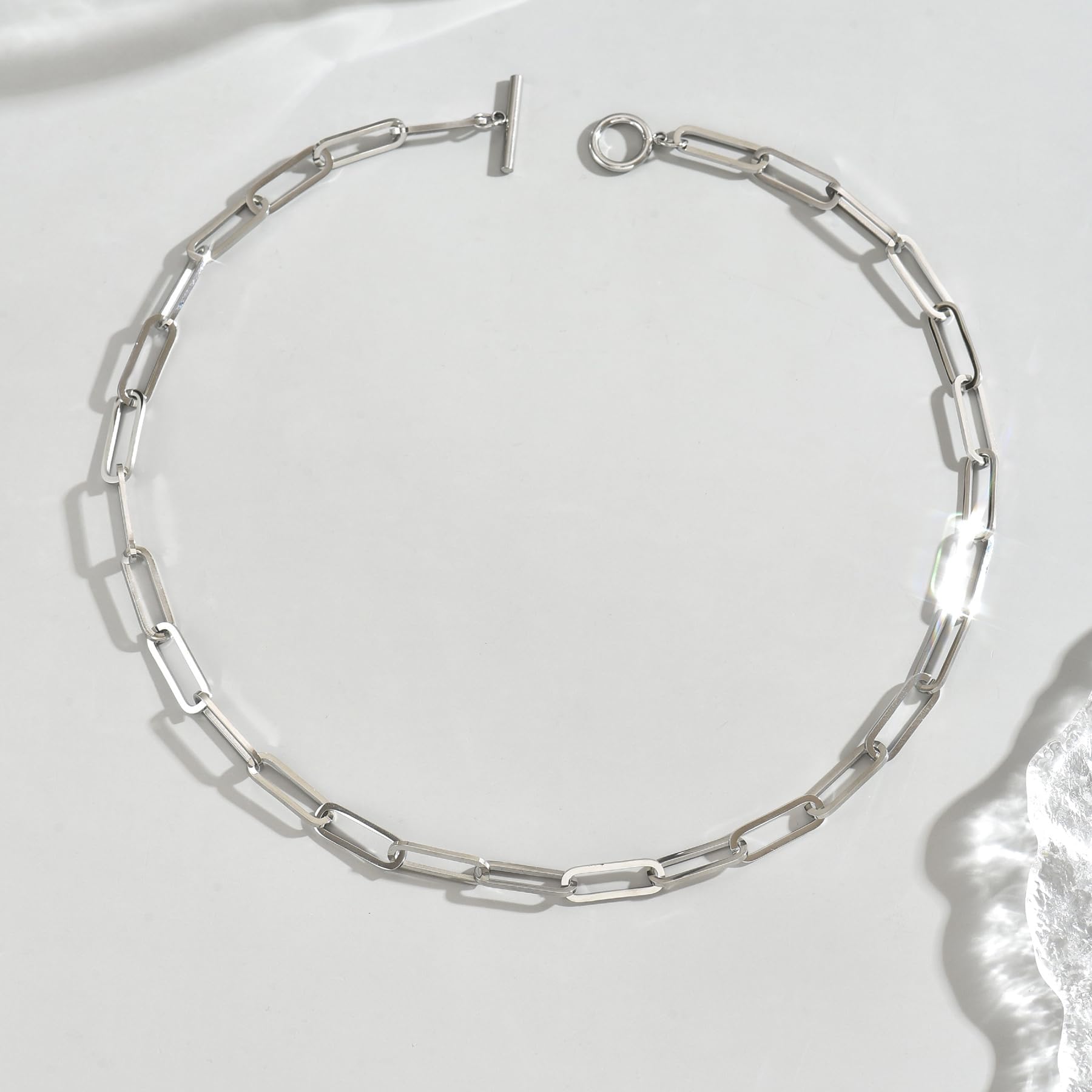 Vergoldete klobige Kette für Damen, zierlicher kubanischer Büroklammer-Knebelverschluss, Dicker, Trendiger Layering-Link-Edelstahl-Schmuck