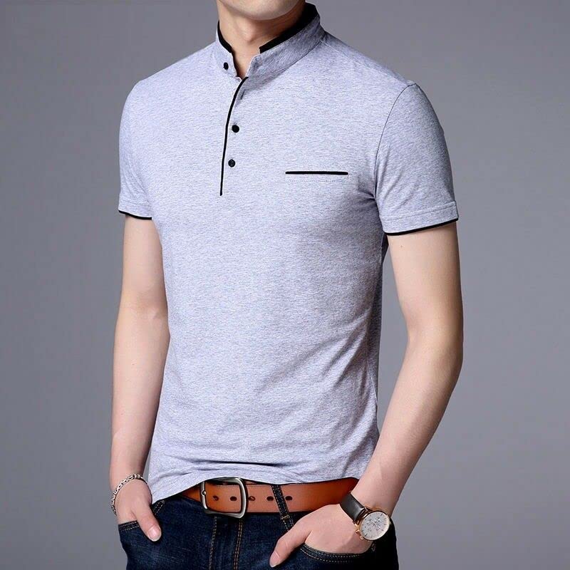 Image of Stylish and Handsome Mandarin Collar Half Sleeves T Shirt for Men Combo (Pack of 1)
