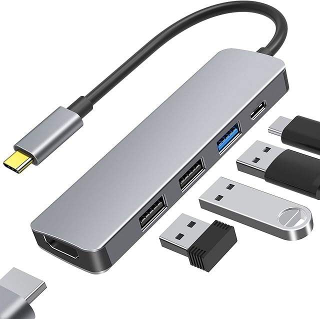 USB C Hub, 5-Port USB 3.0 Ultra Slim Data Hub, 100W PD Power Delivery, 4K UHD USB C to HDMI, 1 USB 3.0 Ports,2 USB 2.0 Ports, USB Type C Hub Multiport Adapter 5 IN 1