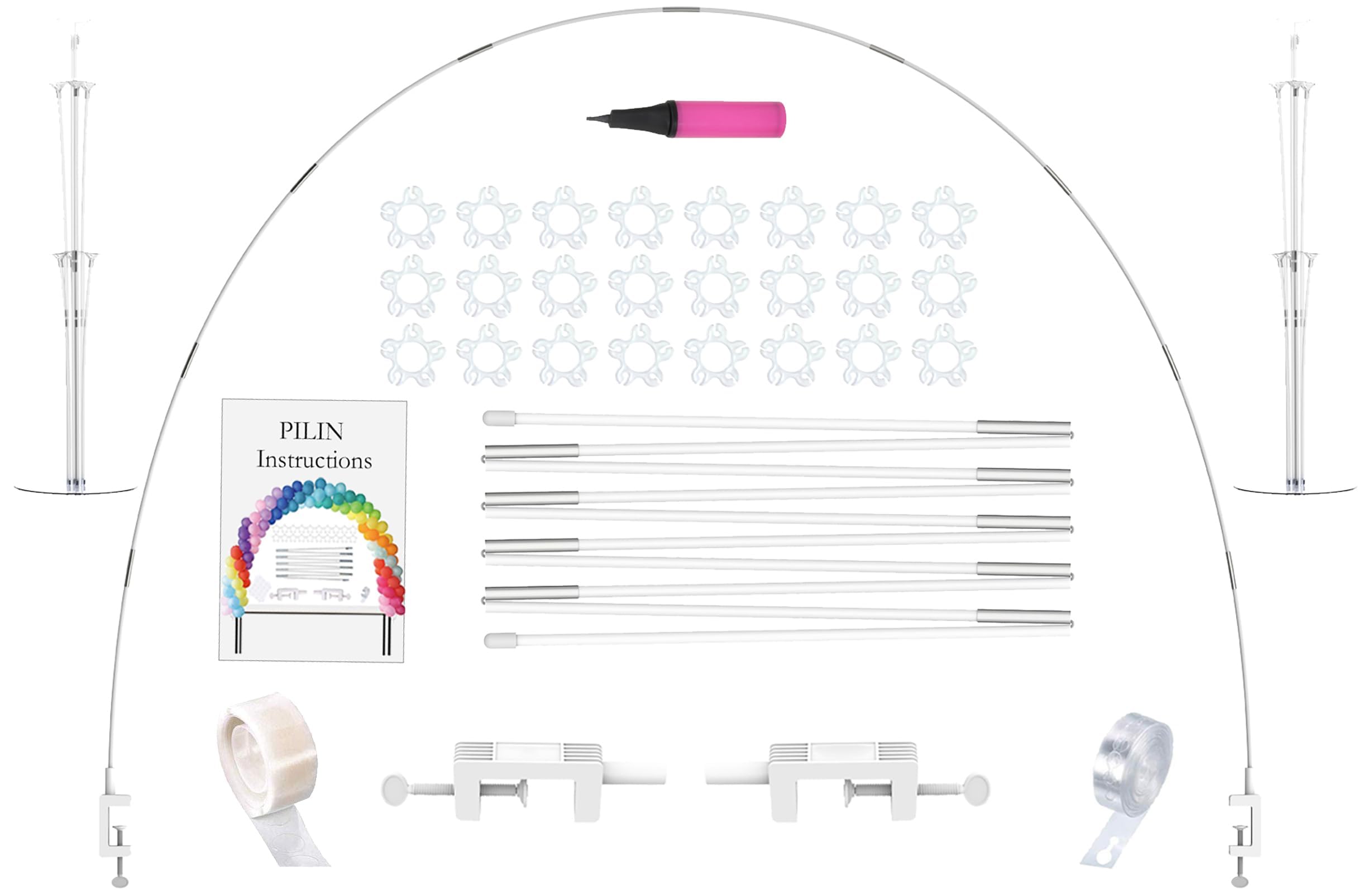 PILIN Balloon Arch Kit Reusable Balloon Arch Stand White for Weddings Graduations,Birthdays, Christmas decorations