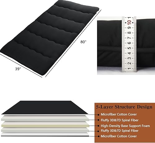 Miniatura 4 de ROYGROW Colchón de futón japonés para niños, colchón de futón japonés tamaño individual, tapete para dormir, tapete de tatami, almohadilla de