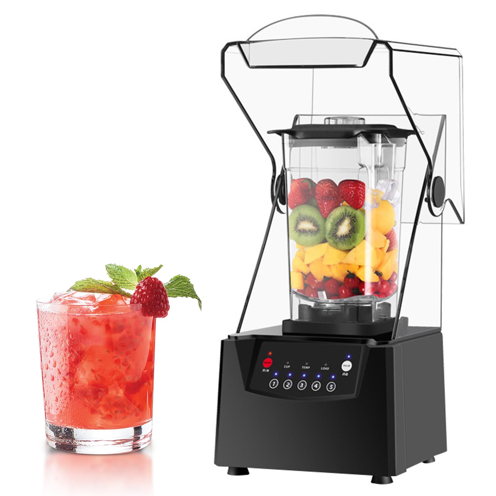 Amazon.co.jp : 防音カバー付き2リットル垂直ブレンダー、2200W 