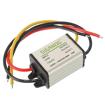 SIGANDG 12V to 5V Car Voltage Converter, Step Down to DC 5V 3A 15W Waterproof Buck Converter, Supply Step-Down Module Compatible with Vehicle Car Truck Volt