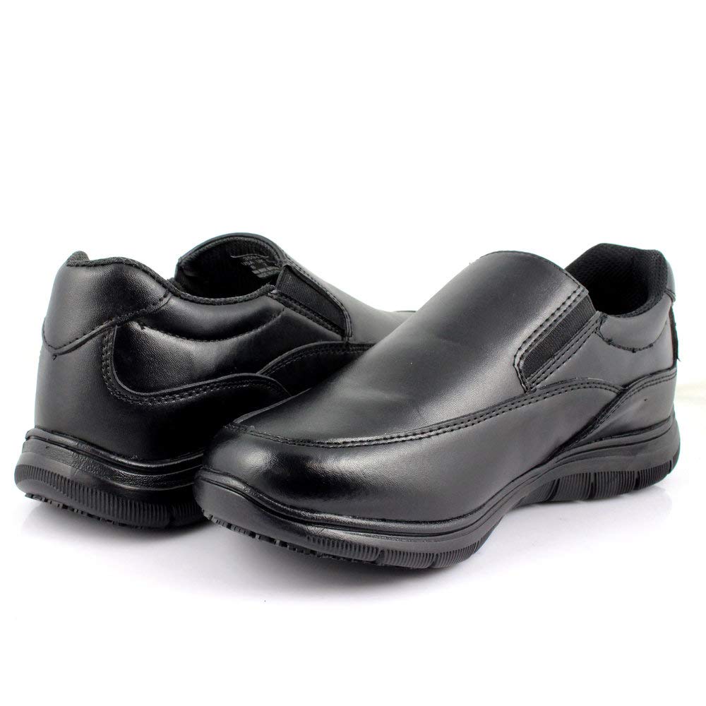 Laforst Jet 3594 Mens Man Made Water and Stain Resistant Work Slip Resistant Double Gore Slip On Flats Black 8