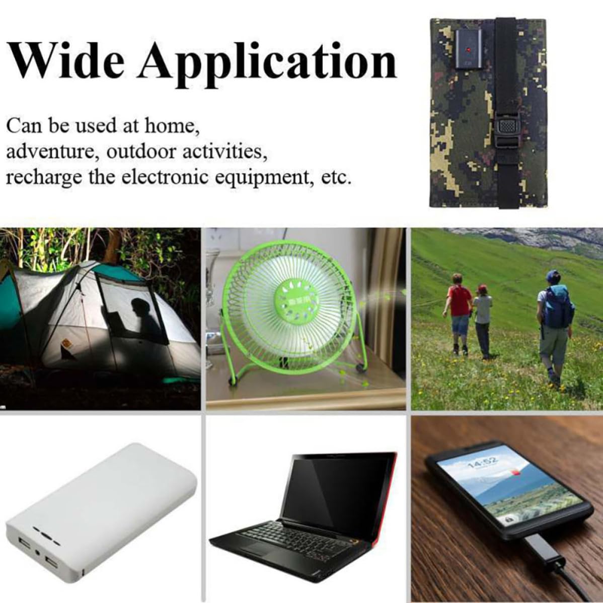 Cargador Solar USB Portátil de 10w 5v en Pet Plegable | Móvil y Batería Externa, Salida Solar, Compatible Varias Baterías, Uso en Rv y Remolque