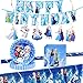 Set di Compleanno Frozen Stoviglie 34pcs Tomicy Frozen Stoviglie per Feste di Compleanno,Principesse Elsa Anna Tavola Party Decorazioni, Stoviglie Tavola Congelati per Bambini Feste di Compleanno
