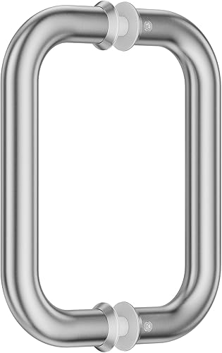 Ranbo Hardware - Tirador tubular de puerta de ducha de 6 pulgadas para puertas de ducha sin marco, cromo pulido, con arandelas (acabado cepillado de