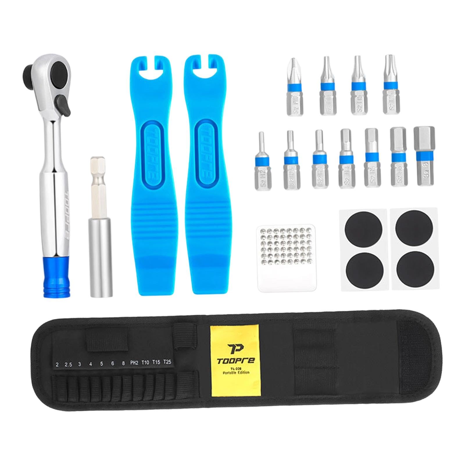 Sharplace Kit de Herramientas para Reparación de Bicicletas, Bolsa de Almacenamiento, de Trinquete, Parches Reversibles para Neumáticos de Garaj