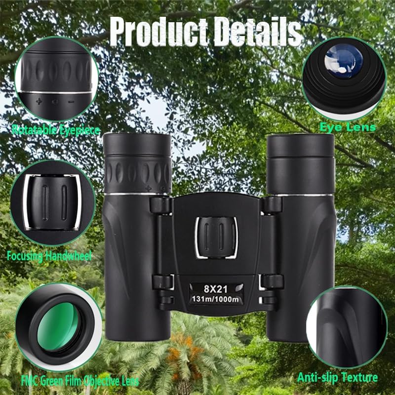 CHRONUS - Binocolo 3x25, mini Binocolo Compatto Leggero, con Catena Per