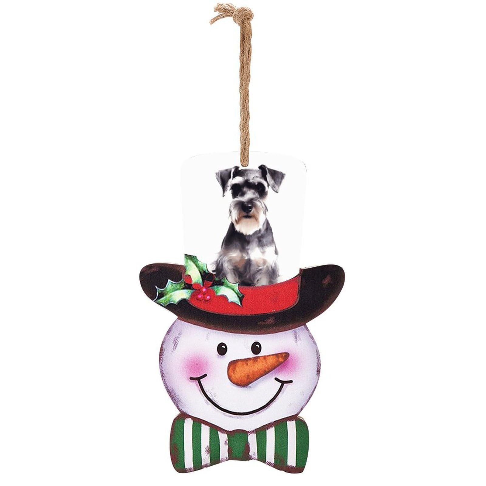 Well-behaved Schnauzer Snowman Decor Christmas Snowmans Hanging Decors Wooden Exquisite Holiday Decoration Sign for Home Window Wall Farmhouse Indoor Outdoo