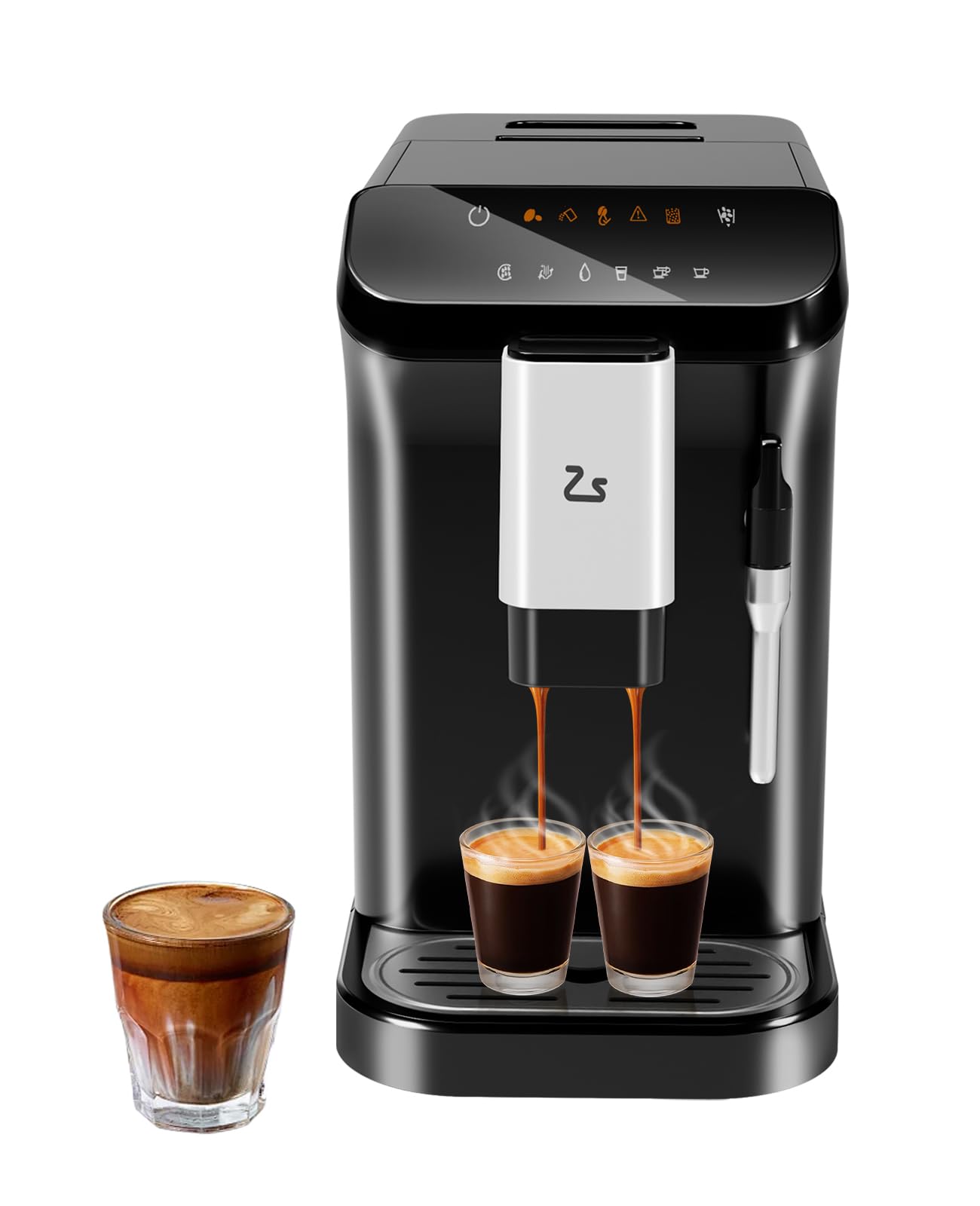 Fully Automatic Coffee Machine 20 Bar Professional Espresso Machine with Grinder Milk Frother 1-15 Adjustable Grind Size Levels