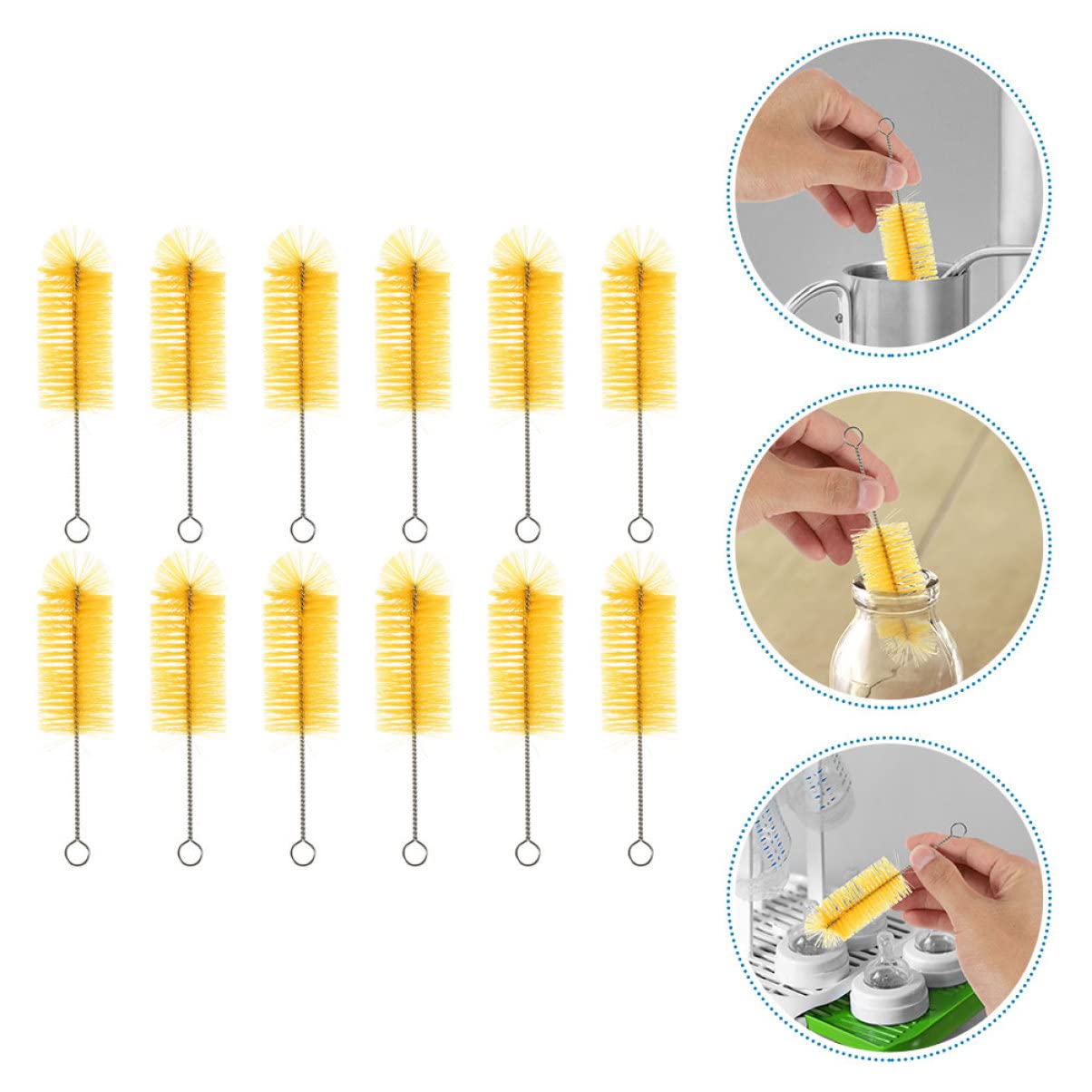 MAGICLULU 60piezas Cepillos De Limpieza para Biberones y Botellas Accesorios De Limpieza Multifuncionales Inoxidable para Utensilios De Bebés y Tazas