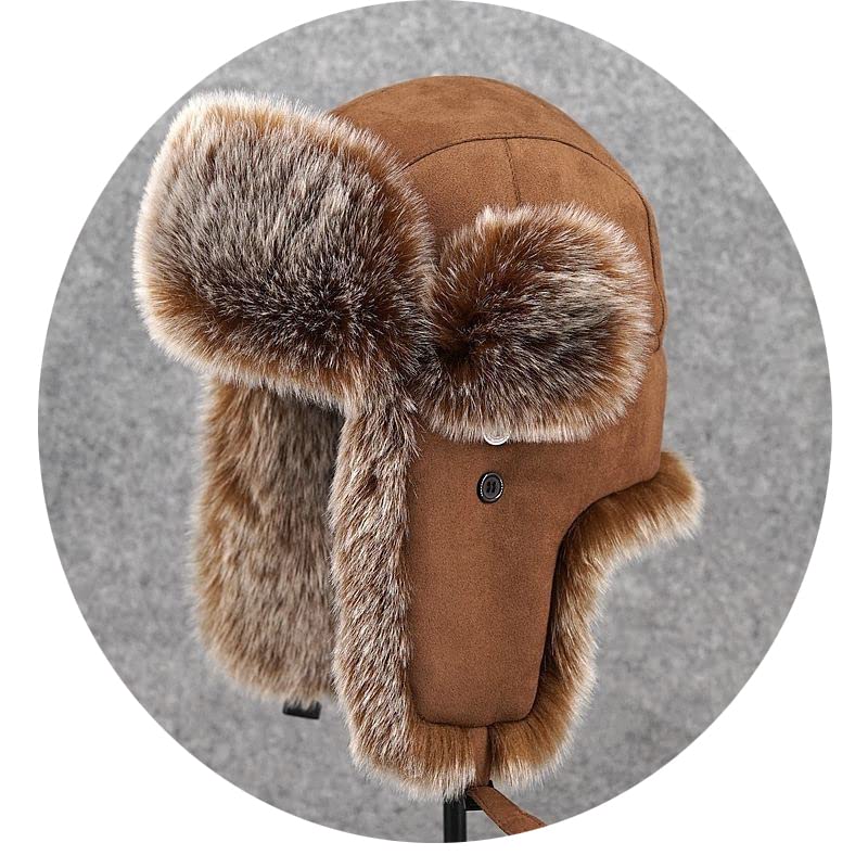 Cappello da trapper invernale unisex da uomo Cappello caldo da donna Spessa morbida protezione per le orecchie con paraorecchie in morbida pelliccia sintetica per pattinaggio all'aperto, sci o