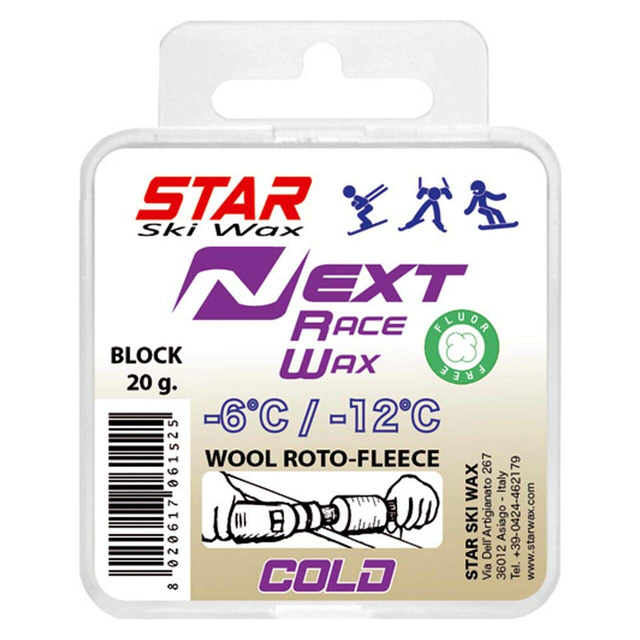 Star Next Cold Fluoro-Free Block Ski Glide Wax - 20g