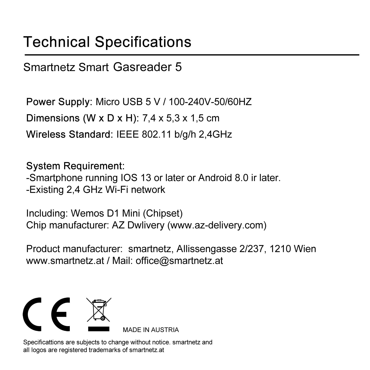Smartnetz Smart Gas Reader 5 BK4 / BK G4- WiFi mit APP Anbindung & Tasmota INAPP Fernsteuerung | WLAN | MQTT | HOMEASSISTANT | Für alle BK4 Modelle Gaszähler AUSLESEN (Gasreader 5)