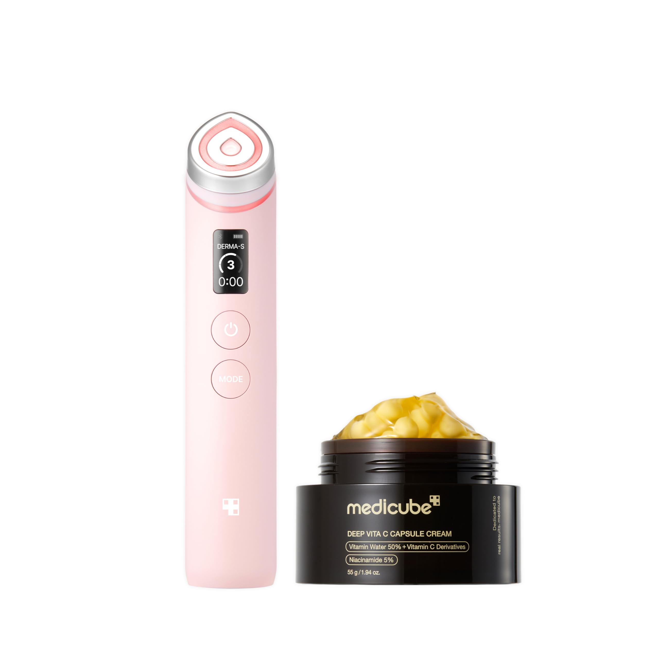 medicube All-in-One Pink Duo für Vitamin C Glass Skin: Age-R Booster Pro Pink (All-in-One Gerät) & Vita C Capsule Cream | Innovative Gesichtspflege für Absorption & Vitalität | Korean Skincare