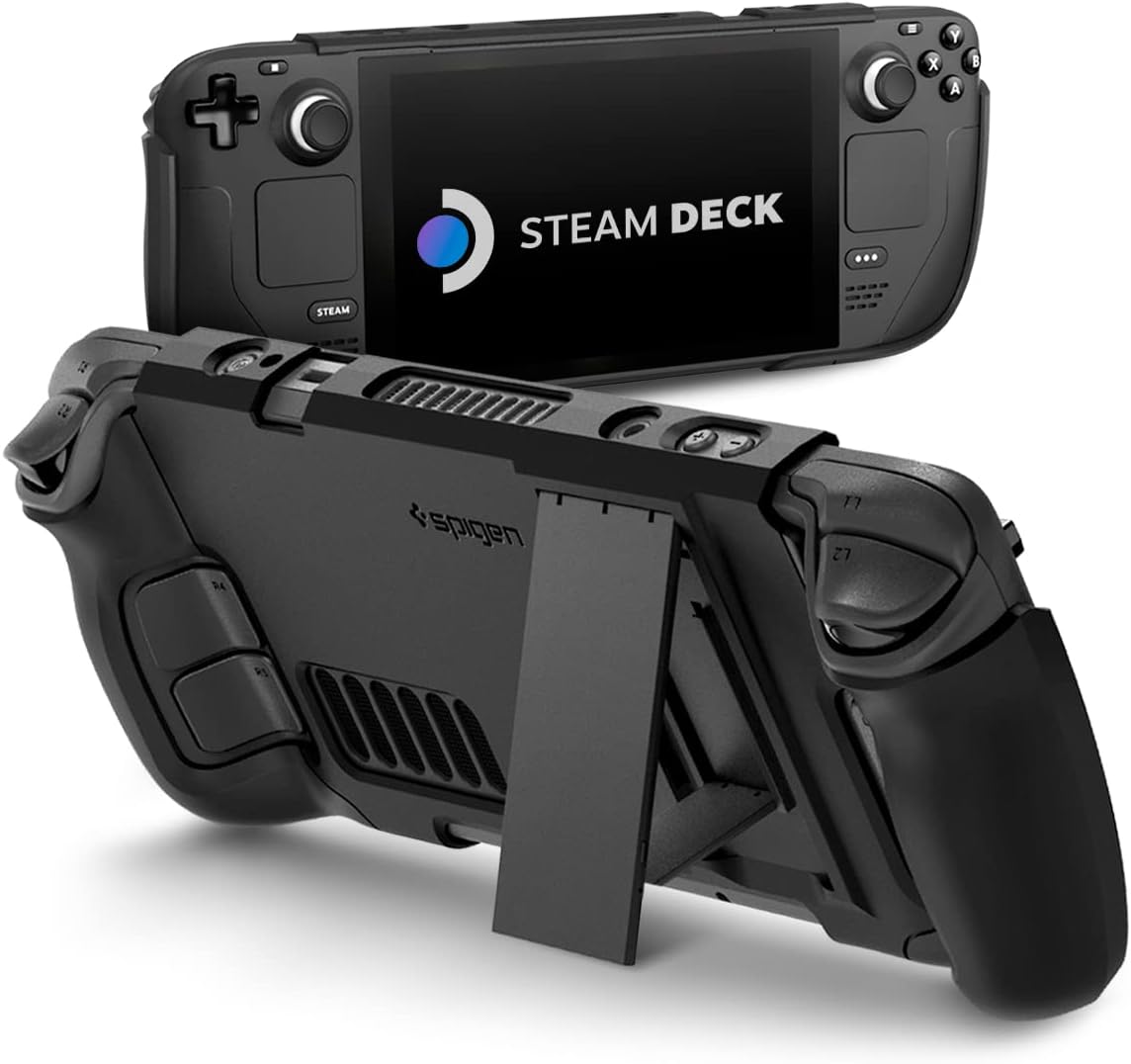 Spigen Steam Deck Case with Stand for Steam Deck LCD (2022) / Steam Deck OLED (2023) Shock Absorption Impact Resistant ACS06040 (Black)