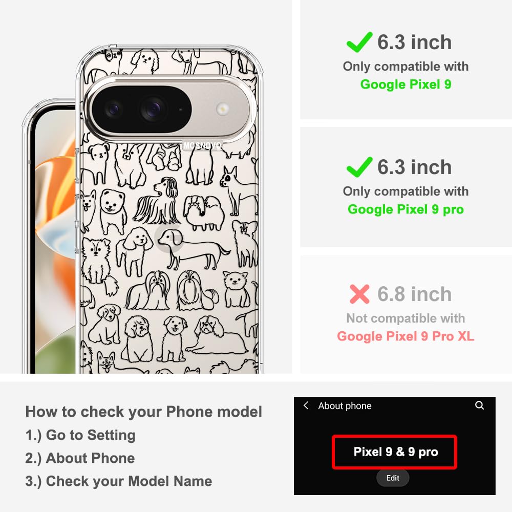 MOSNOVO Case for Google Pixel 10 & Pixel 10 Pro, [Buffertech 6.6ft Military-Grade Drop Protection] [Anti Peel Off Tech] Clear TPU Bumper Phone Case Cover Design - Cute Cherry — view 97