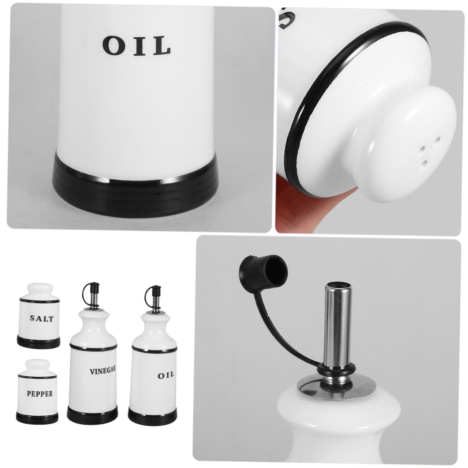 Cabilock 4piezas Frascos De Condimentos De Cerámica Para Cocina Dispensador De Aceite y Vinagre Organizador De Especias Hogar Mantiene Los Condimentos Unidades