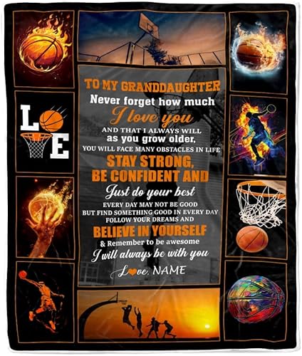CenturyTee Manta personalizada de baloncesto con texto en inglés To My Granddaughter from Grandma Grandpa Stay Strong Be Confident Believe in