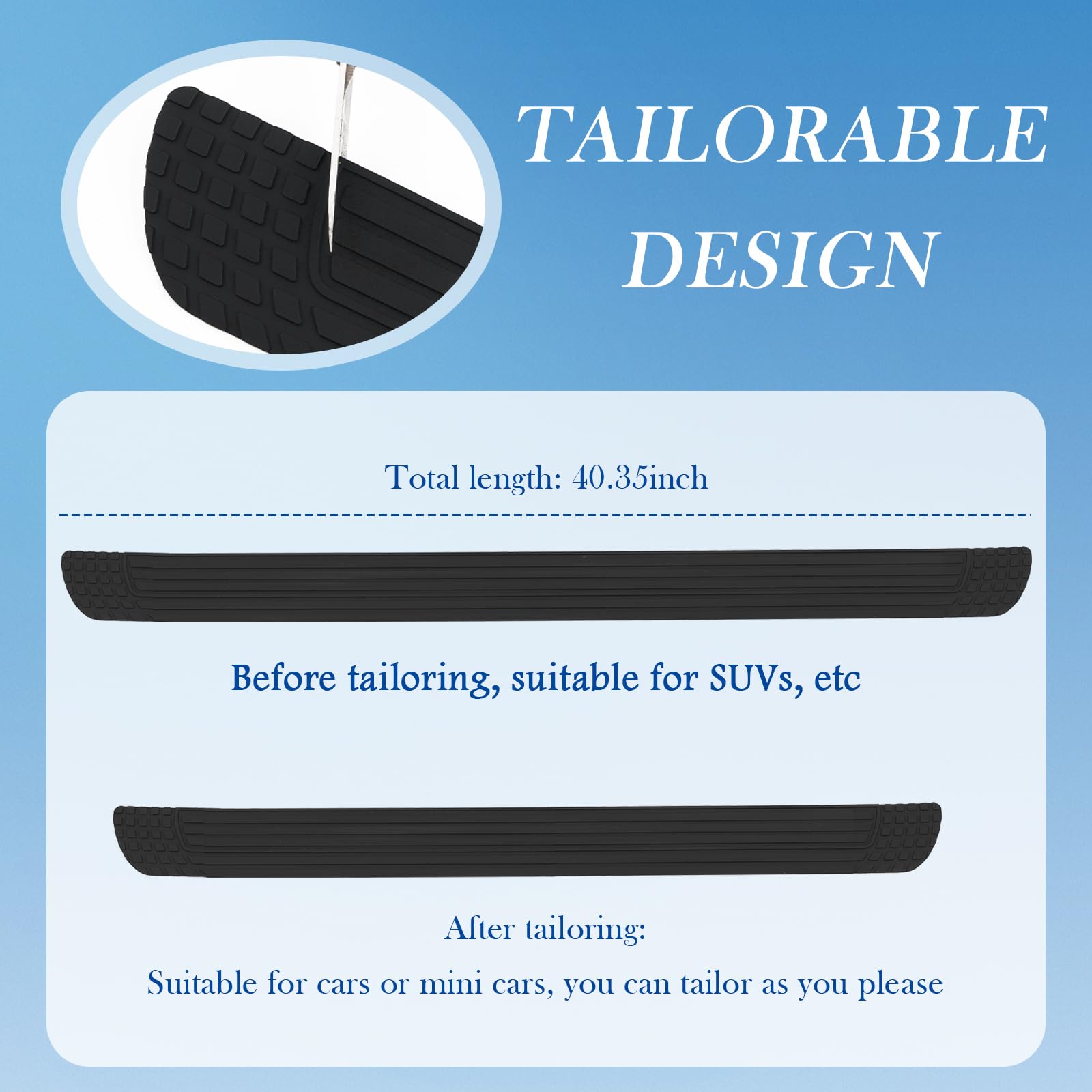 Cuttable Rear Bumper Protector for Car,40.35x3.3 Trunk Bumper Guards with Anti-Skid Textured to Avoid Scratches in Original Paint,Upgraded Car Accessories Rear Bumpers Cover