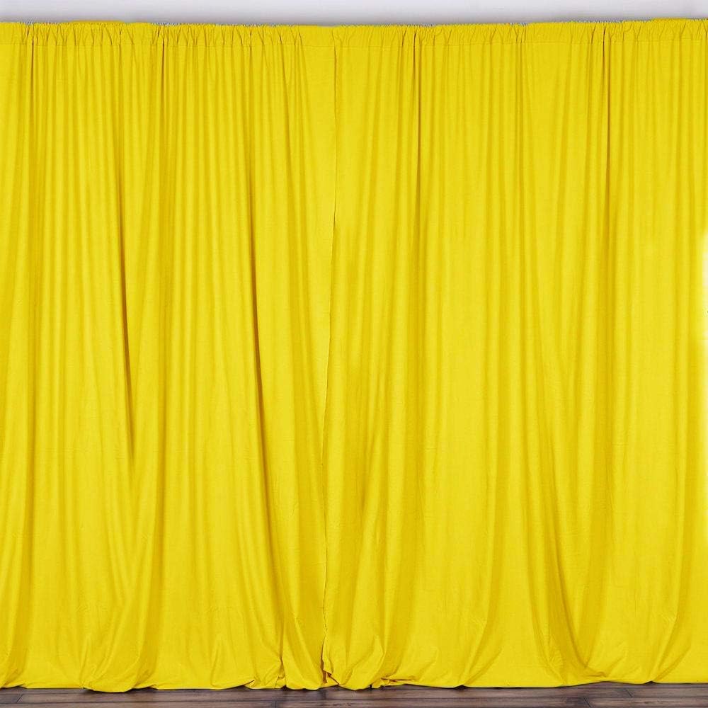 AK TRADING CO. 10 feet x 8 feet Polyester Backdrop Drapes Curtains Panels with Rod Pockets - Wedding Ceremony Party Home Window Decorations - Lemon Yellow (DRAPE5X8-YELLOW-2PACK)