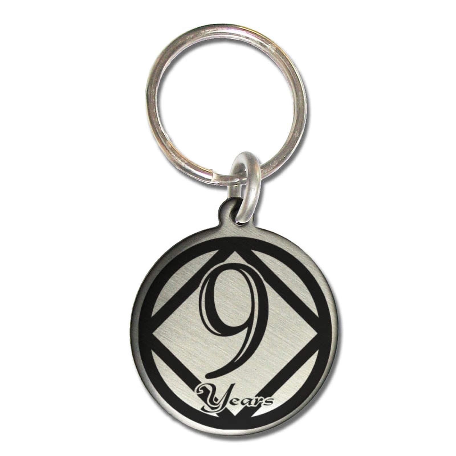 9 Year NA Narcotics Anonymous Anniversary Medallion Keychain for Clean Birthdaywith 3rd Step Prayer