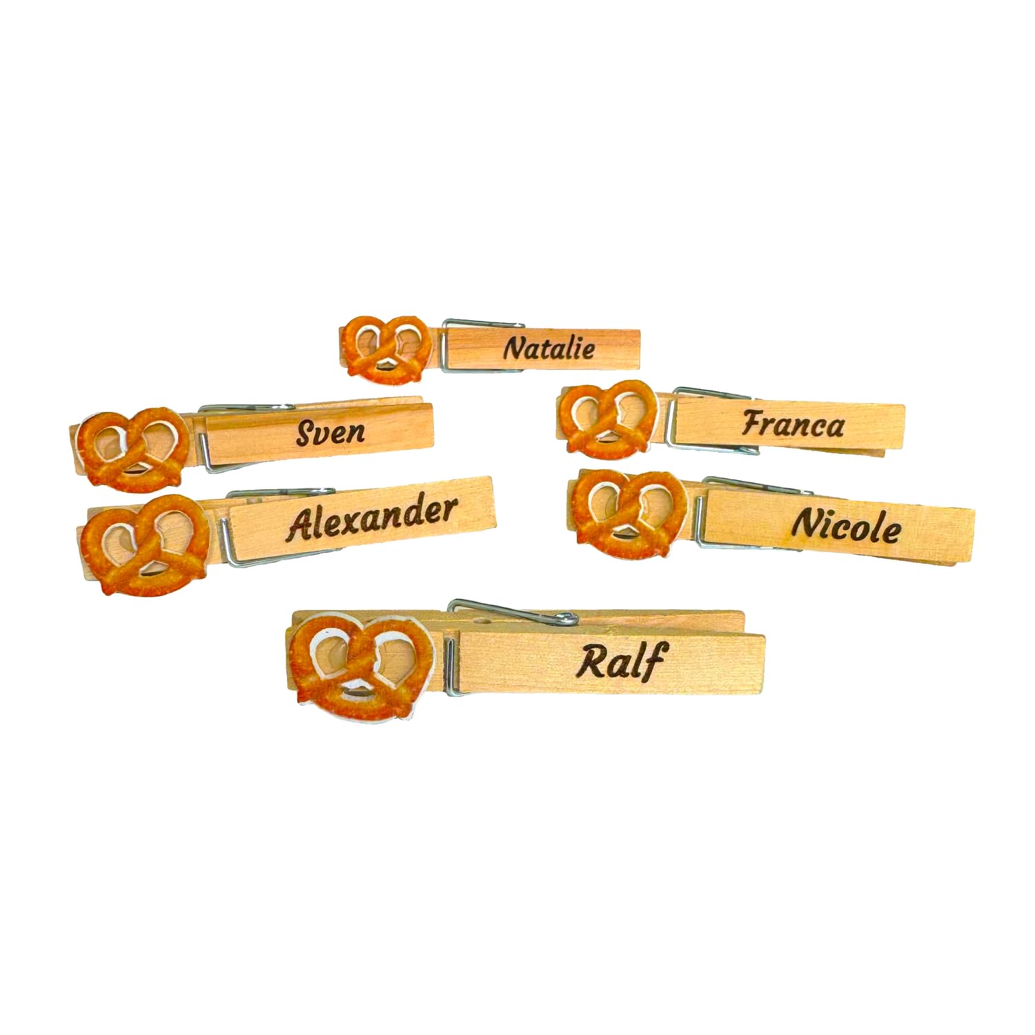 Glubbal Glupperl wasknijpers, hart, met naamgravure, Oktoberfest, verjaardag, bedrijfsfeest, bruiloft, naamplaatje, party, Beieren, 12 stuks