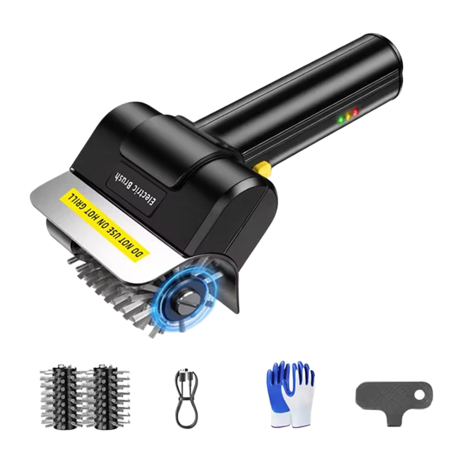 CUNZJIA Electric Grills Brush with LED Light and 2000mAh Rechargeable Battery BBQ Grills Cleaner for Effortless