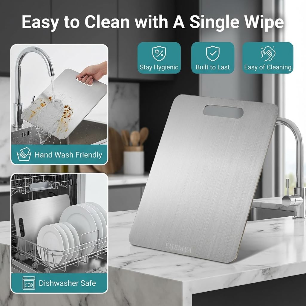 Katuchef Titanium Cutting Board for Kitchen, Pure Katu chef Titanium Cutting Boards, Double Sided Non Toxic Chopping Board for Cutting Meat Vegetable Fruit,Easy to Clean(S+L+XXL) - Image 5