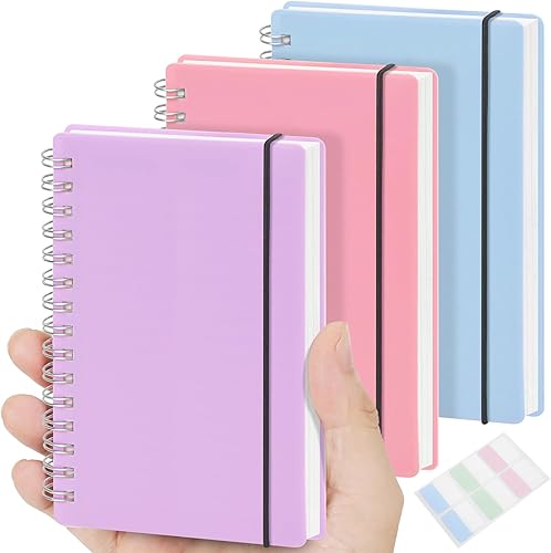 Paquete de 3 cuadernos pequeños, cuadernos de bolsillo de 3.5 x 5.5 pulgadas con páginas rayadas, mini cuadernos de 100 GSM, 0.276 in, con rayas