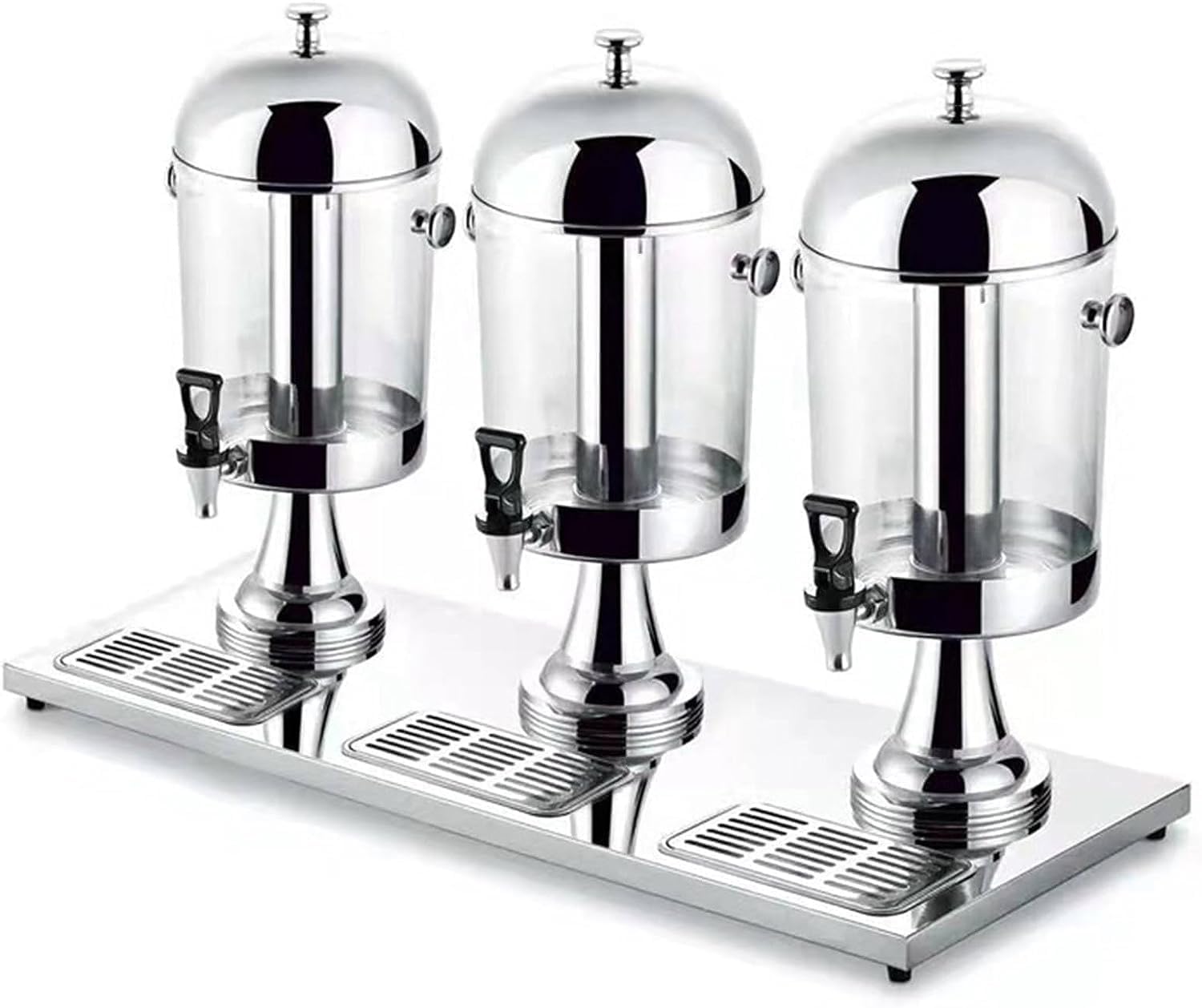 JYBNBBE Cold Drink Machine, Transparent with Lid Beverage Dispenser, Large Capacity Drinks Dispenser, for Breakfast Buffet Hotels (Silver 24L)