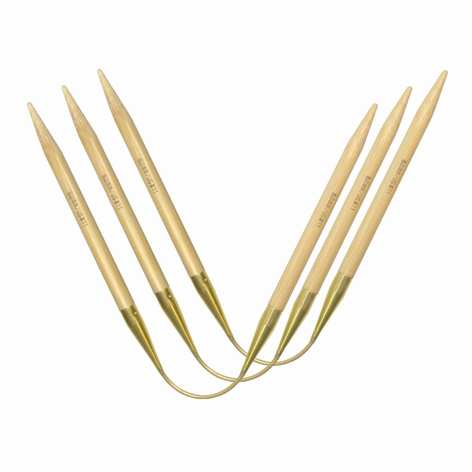 addi CrasyTrio Langes Bambus-Set (Flexi-Flips) mit goldfarbenen Kordeln und roter Nadelstärke 30 cm, 7 mm