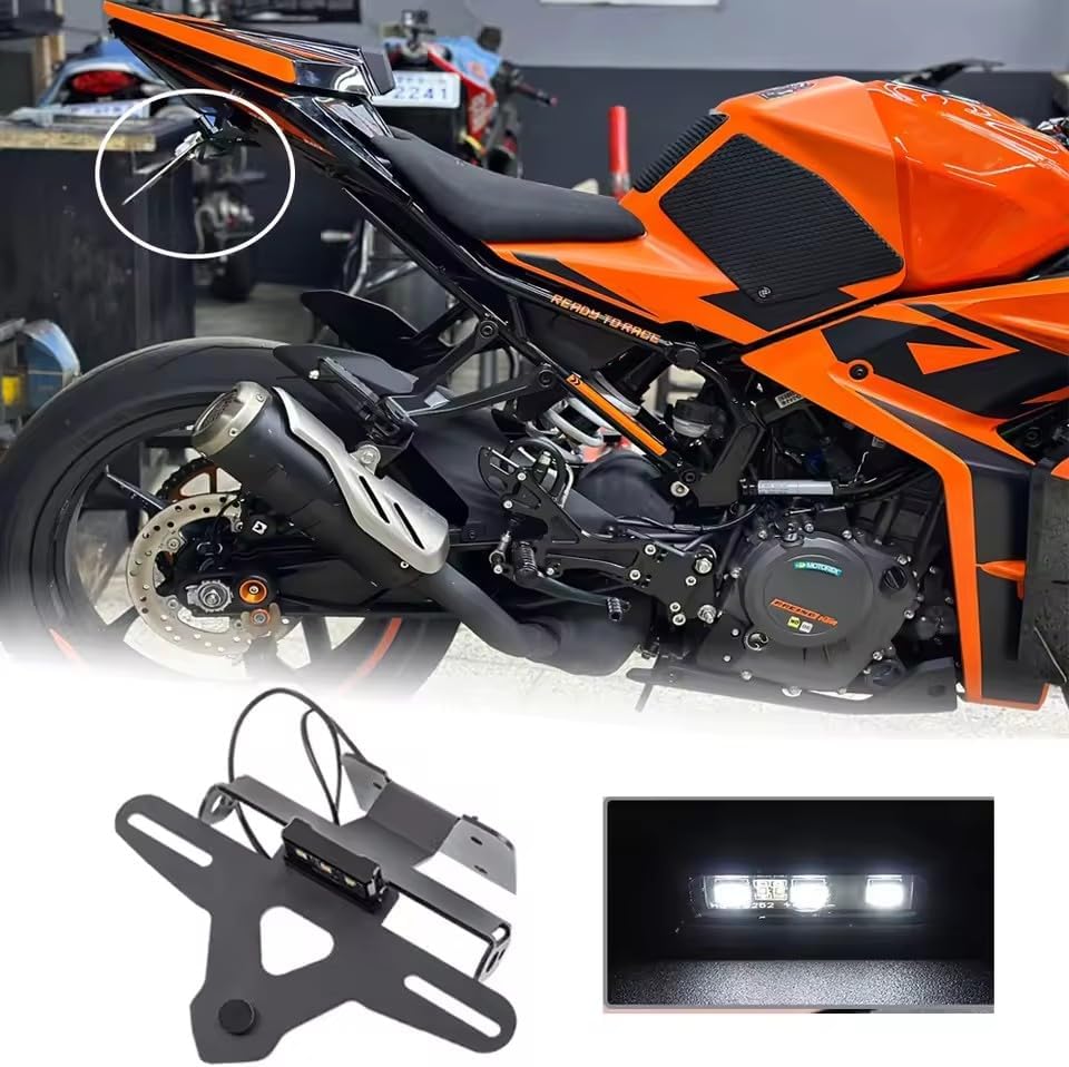 Motorcycle License Plate Holder Bracket Fender Eliminator Rear Tail Tidy LED Light For KTM RC390 2022-2025 RC 390 Accessories