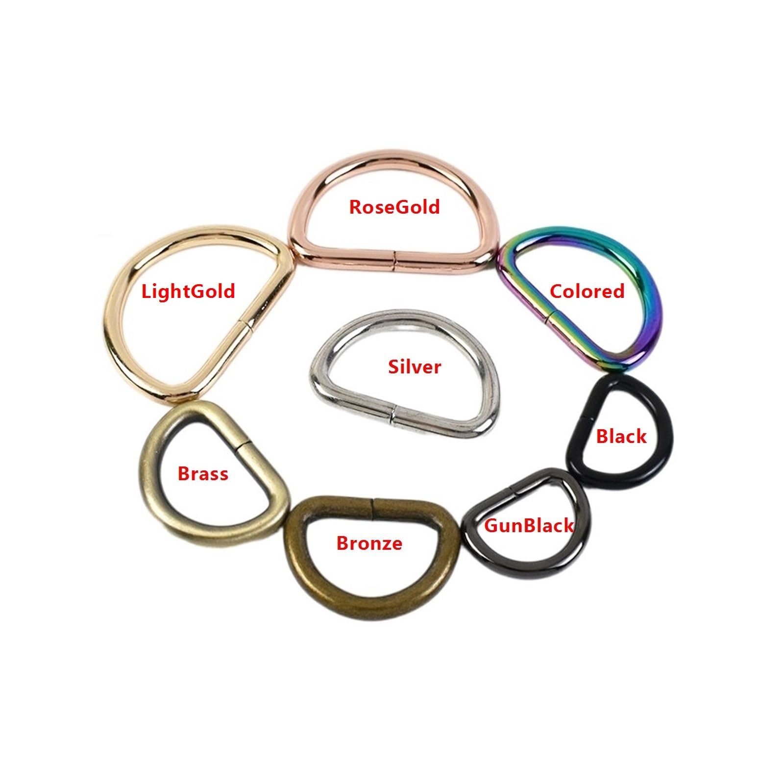 Wytrzymały szekla D, 10 sztuk 20/25/32/38mm D Ring metalowe klamry do parcianej torby pasek regulator klamra obroża dla psa zatrzaski DIY akcesoria sprzętowe(Gunblack,25mm)