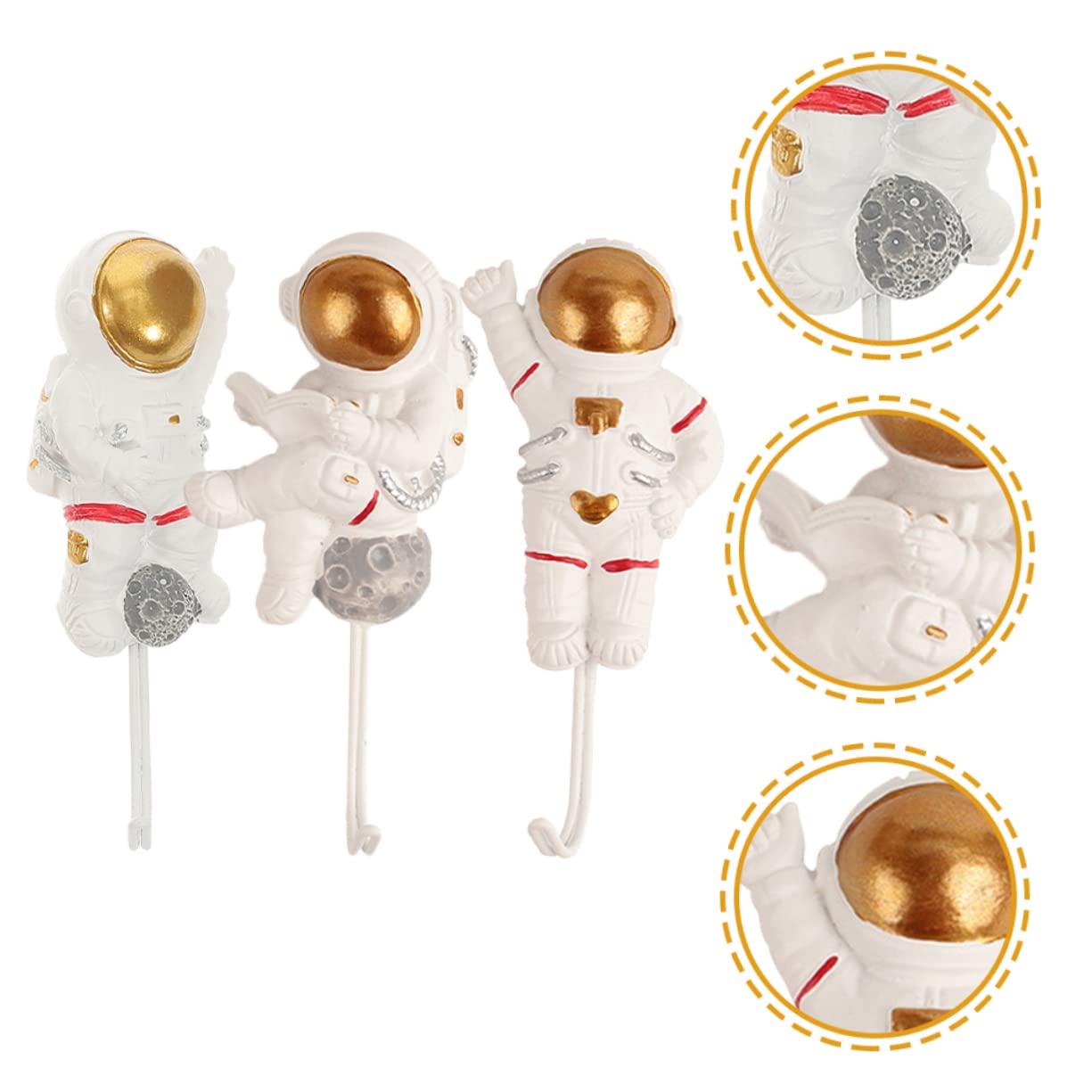 3piezas Ganchos Adhesivos Forma De Astronauta De Organizador De Pared Para Ropa Toallas y Auriculares Diseño Creativo Para Cocina y Hogar Sin Necesidad De Perforar Fáciles De