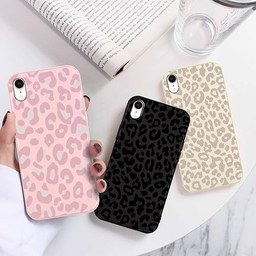 Miniatura 2 de RUMDEY Paquete de 3 fundas de teléfono con estampado de guepardo para iPhone XR de 6.1 pulgadas, diseño estético de leopardo, silicona suave