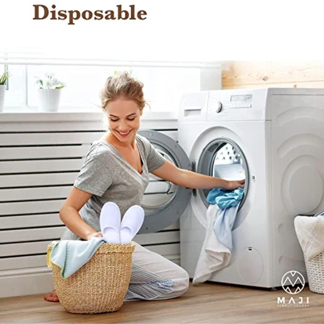 Doberyl Disposable 2 Pairs TerryTowels Slippers for Home spa Party Guest Salons Hotels Hospitals and Home and Travel Close Toe (Free Size) (White) - Image 6 thumbnail