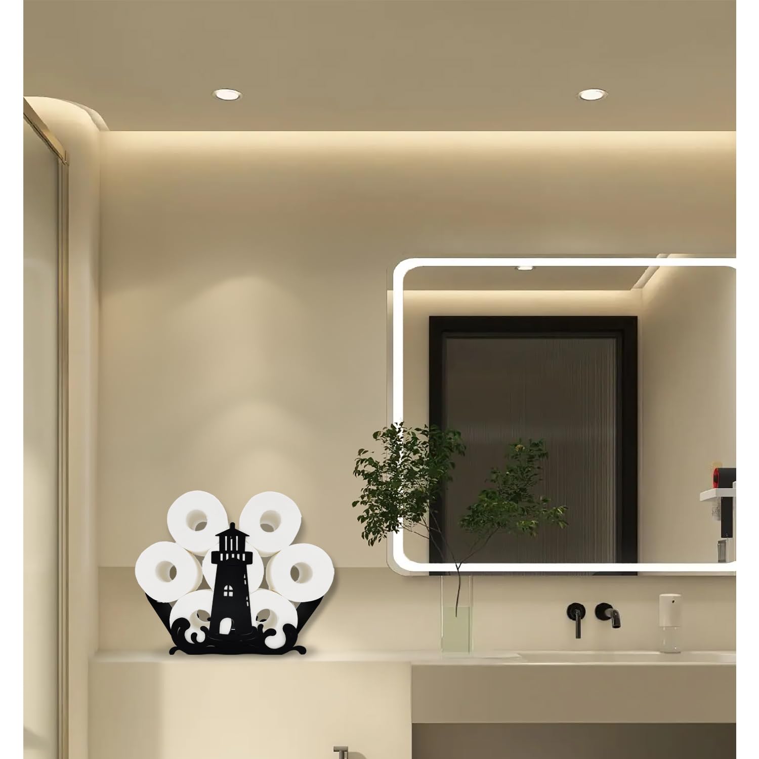 Teaeeno Portarotolo in metallo a forma di faro – divertente design con animali, può contenere 8 rotoli indipendenti