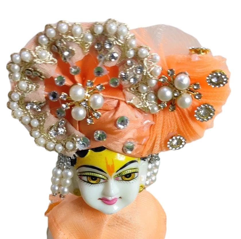 Image of Partish Laddu Gopal Heavy Janamashtmi Poshak with Pagdi, Patka and Choli (Size 5) l Ladoo Gopal Dress l Bal Gopal l Kanha Ji Thakur Ji Dress(Orange)