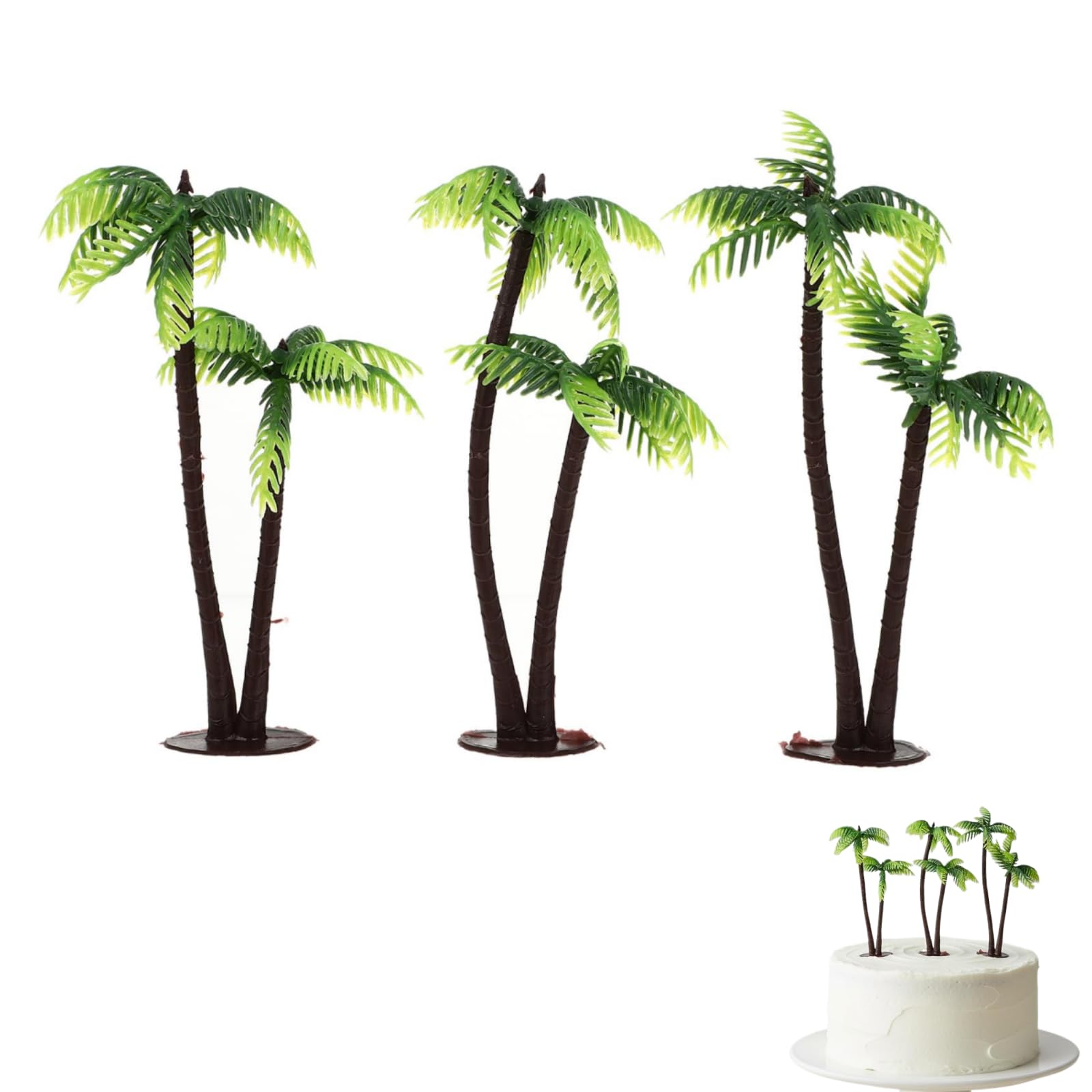 – 3pcs Plastic Coconut Palm Tree, Plastic Cocount Palm Tree Cake Decoration Toppers for Fish Tank Miniature Plant Micro Landscape Diy Decor Miniature Landscape Scenery House