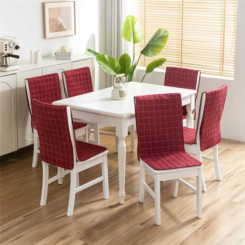 Image of HOMETHREADS Non-Slip Chair Cover-Universal Fit for Kitchen & Dining Chairs-Cushioned Comfort - Stylish Machine Washable Seat Cover-140x40cm (Maroon, Pack of 8)