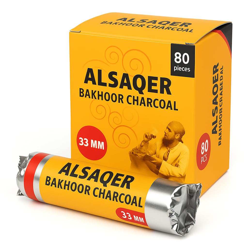 Rahla Coal- Bakhoor Charcoal - 80 Pcs | Charcol Lite and Quick Lighting and Long Lasting Incense Charcoal Tablets for Oud, Bakhoor and Incense - 30 mm and 80 Pieces