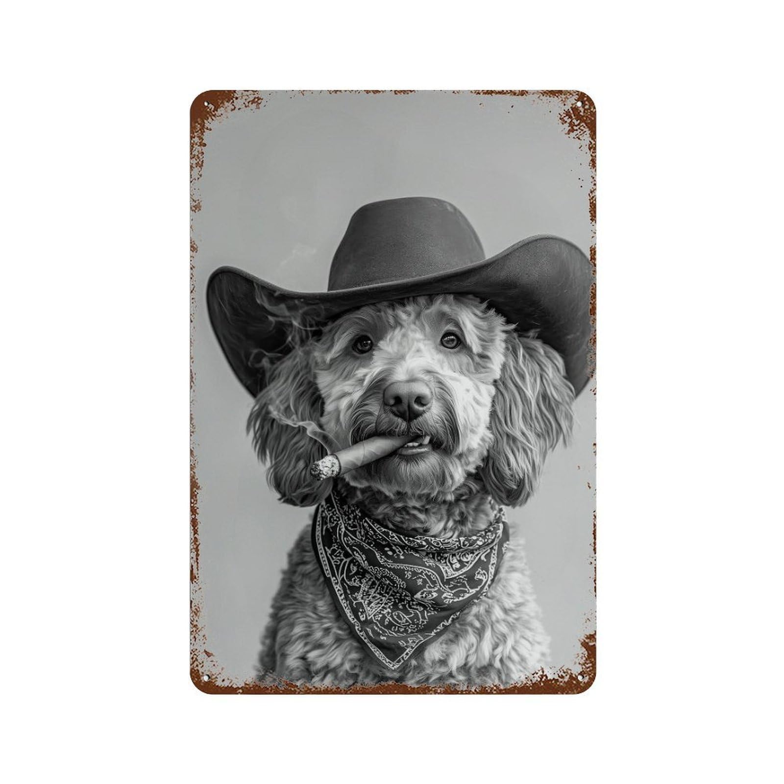xiaoxiaoshen Goldendoodle Cowboy Print Wall Decor Art Metal Tin Poster Modern Home Decor Art Home Bar Shop Decorations Vintage Sign 30x20cm