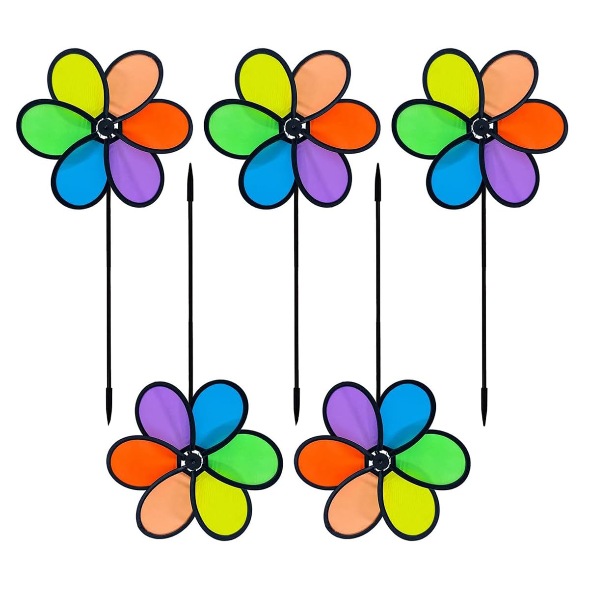 CENPEK 5Pcs Colorful Garden Windmill, 20-Inch Rainbow Windmill Spinners For Garden Wind Gyroscopes Party Windmill Gardens And Yards