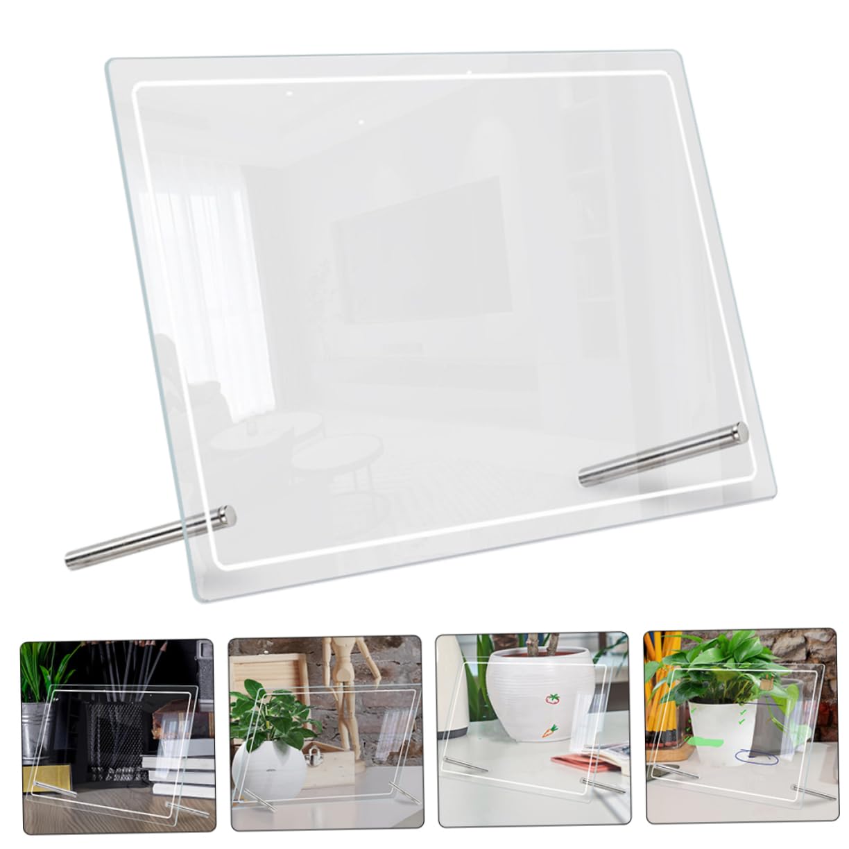 2sets Lavagne Trasparenti Per Scrittura Lavagne Da Tavolo Riutilizzabili Per Appunti e Pianificazione Giornaliera Scrivania Memo Board Con Stabilità Migliorata