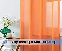 Vista 4 de Elegantes paneles de cortina de gasa transparente con bolsillo para cortinero para dormitorio, sala de estar, comedor, patio, puerta corrediza