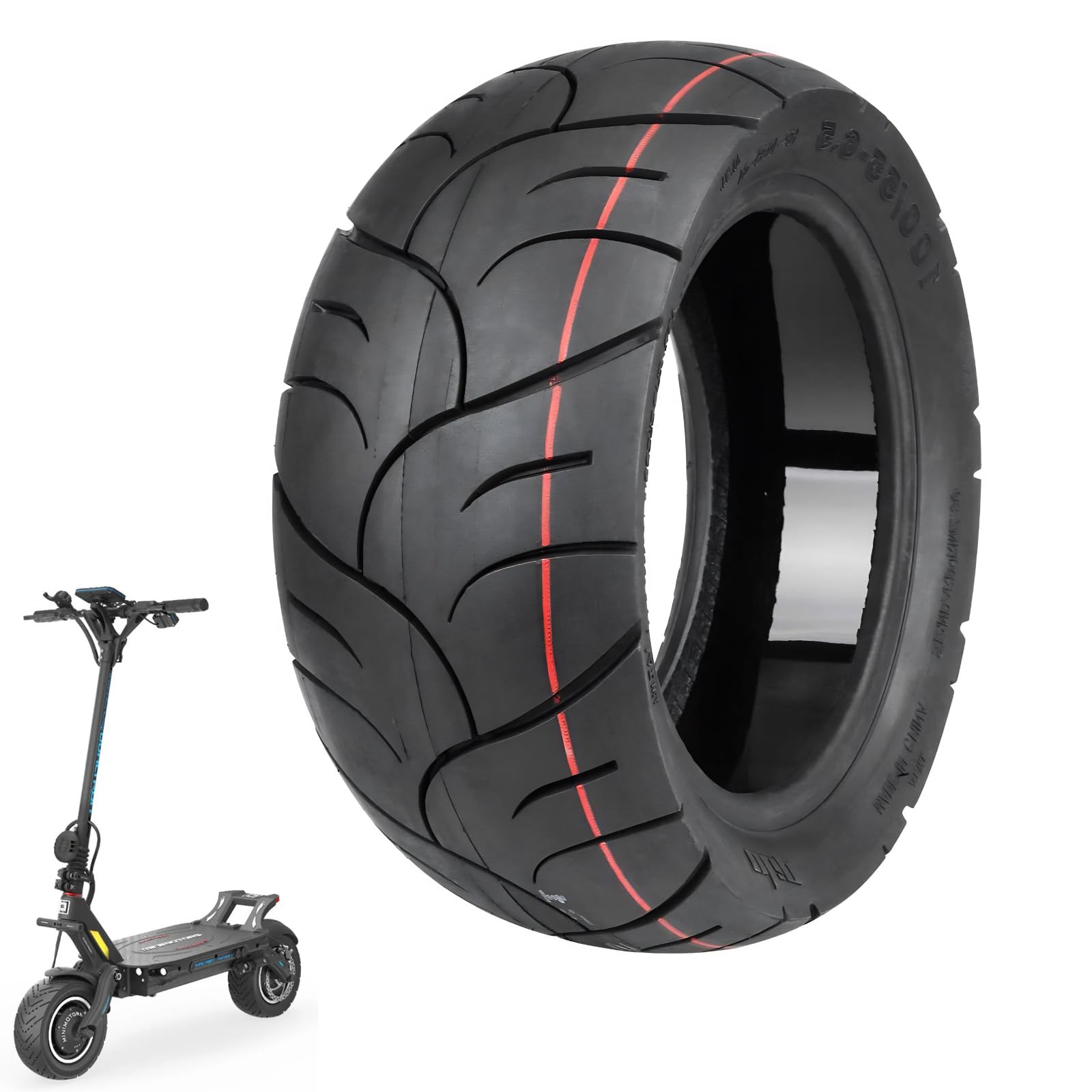 Pneu de route sans chambre à air auto-réparant de 11 pouces - Pneu tubeless 100/55-6.5 avec colle directe intégrée pour scooter Dualtron Ultra 2 Thunder II Kaabo Wolf Warrior