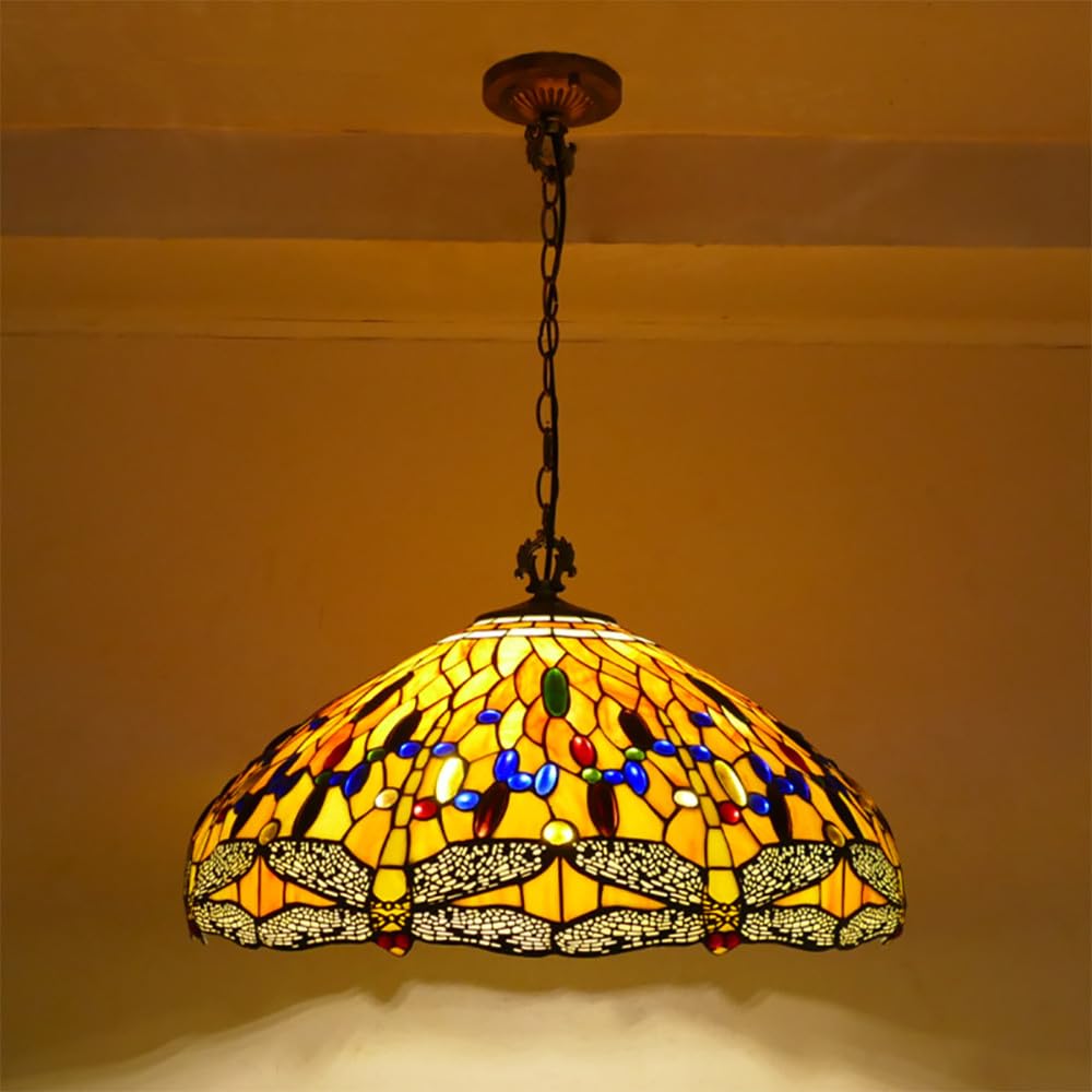 SXWNBIFH Contemporary Restaurant Chandelier American Countryside Living Room Bedroom Hotel Corridor Color Glass Pendant Lamp (A D40CM)